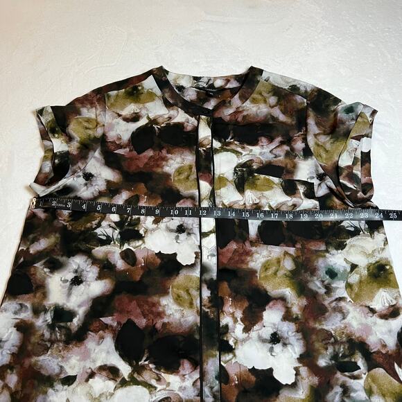 Simply Vera Vera Wang Floral Quarter Button Up Blouse Size XXL Bloomcore - Picture 8 of 9